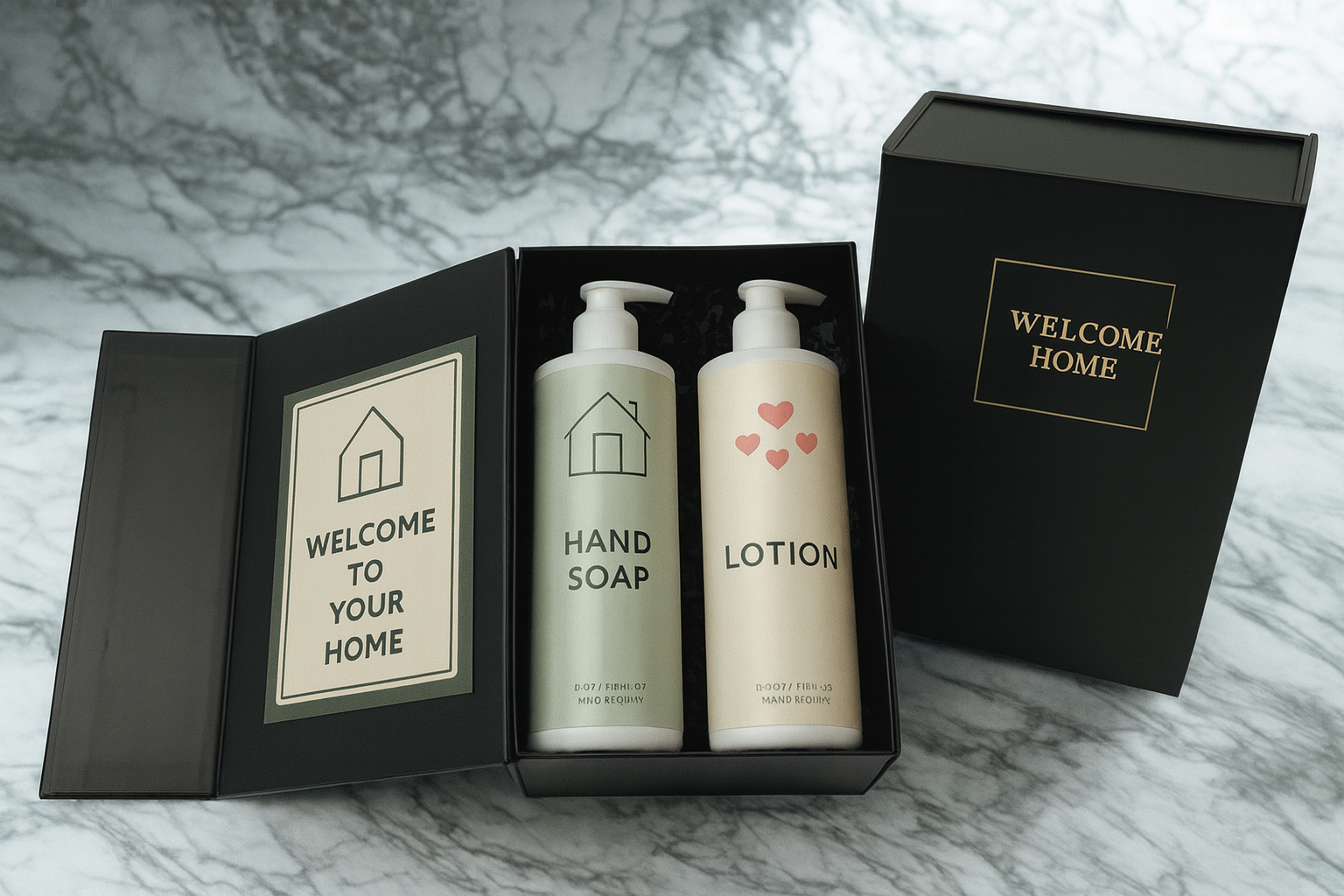 Custom Welcome Home Gift Box (House Warming, Realtor Gifts, Move-ins) | Branded Magnetic Gift Box | 2 x 16 oz. Recyclable HDPE Bottles with Pumps | Made in the USA | Spa Quality Formulas | Paraben Free, Sulfate Free, Cruelty Free